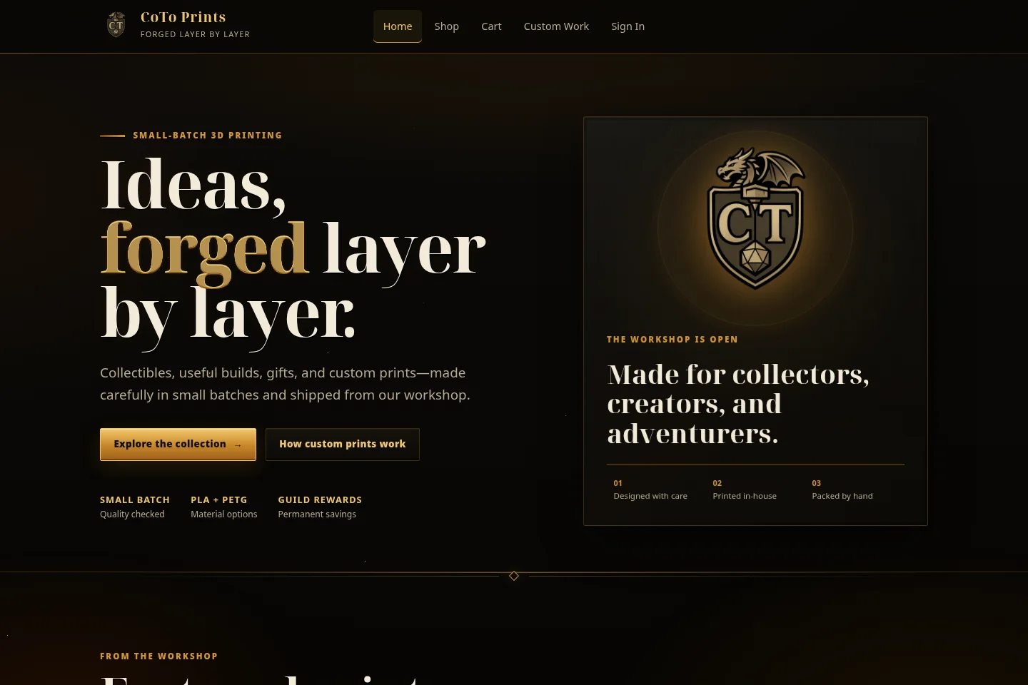 CoTo Prints e-commerce website homepage